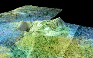 Saturnův měsíc Titan. Na jeho povrchu jsme možná objevili kryovulkán. Zdroj: NASA.